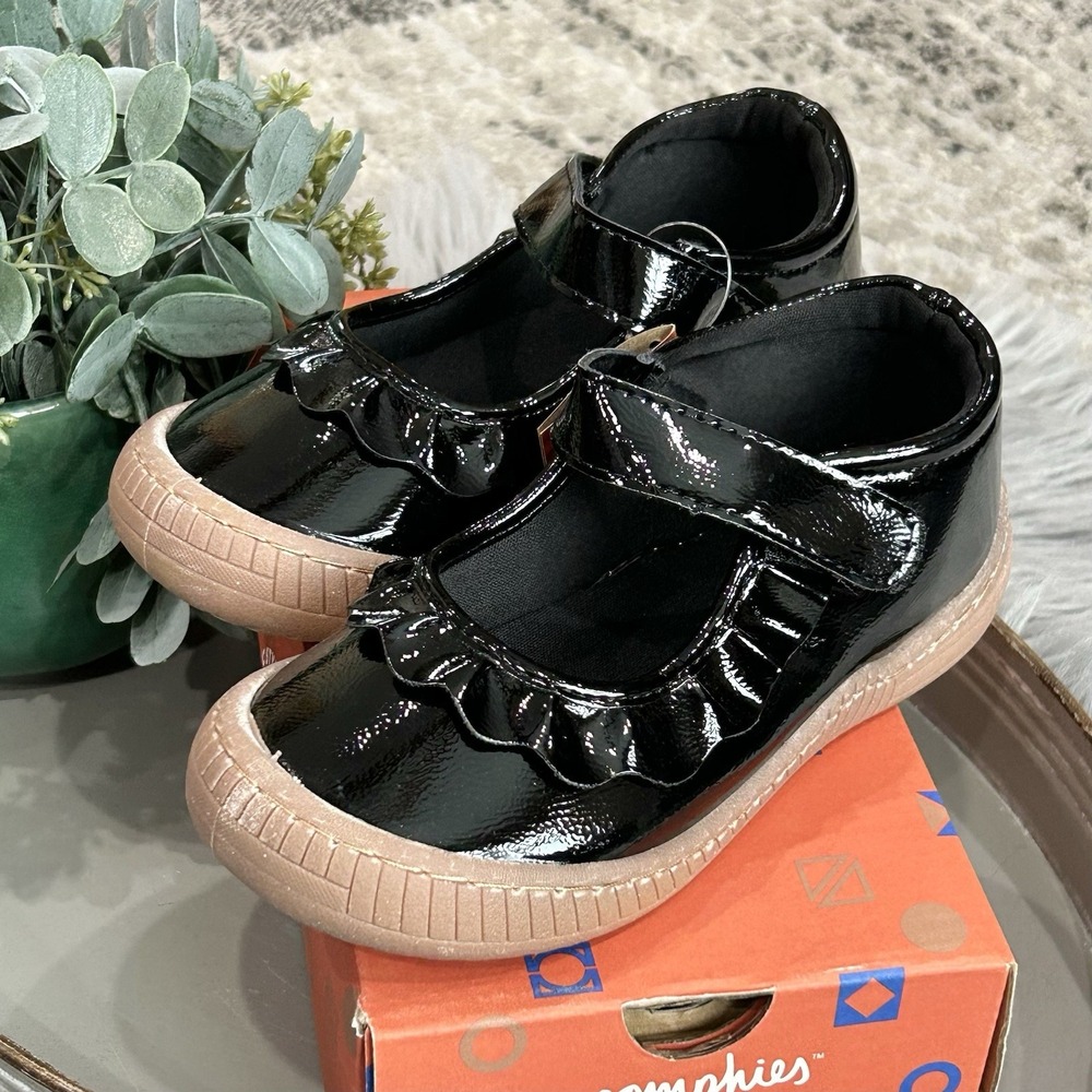 Oomphies Girls Amina Black‎ Patent Leather Mary Jane Flats Size 13